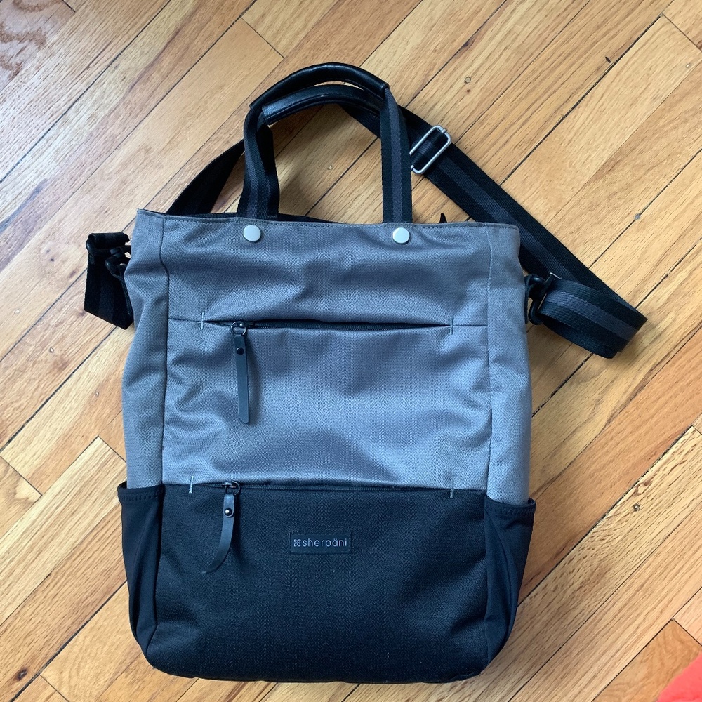 Sherpani Camden Shoulder Tote or Backpack Combo - Black and Gray
